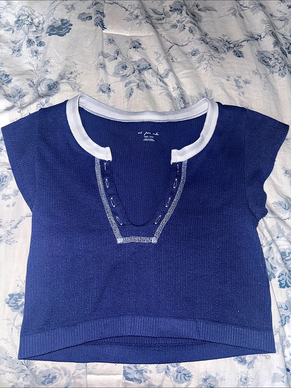 Urban Outfitters out from under Go For Gold Seamless Crop Top Blue & White XS/